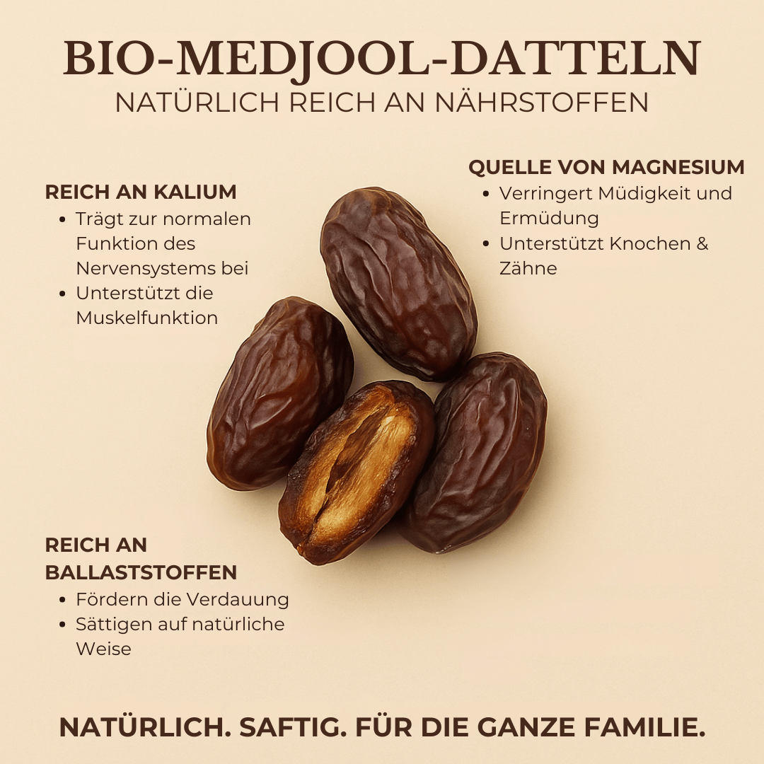 Bio Medjool Datteln aus Palästina - Frische Ernte, Natursüß Bio Medjool Datteln aus Palästina - Frische Ernte, Natursüß