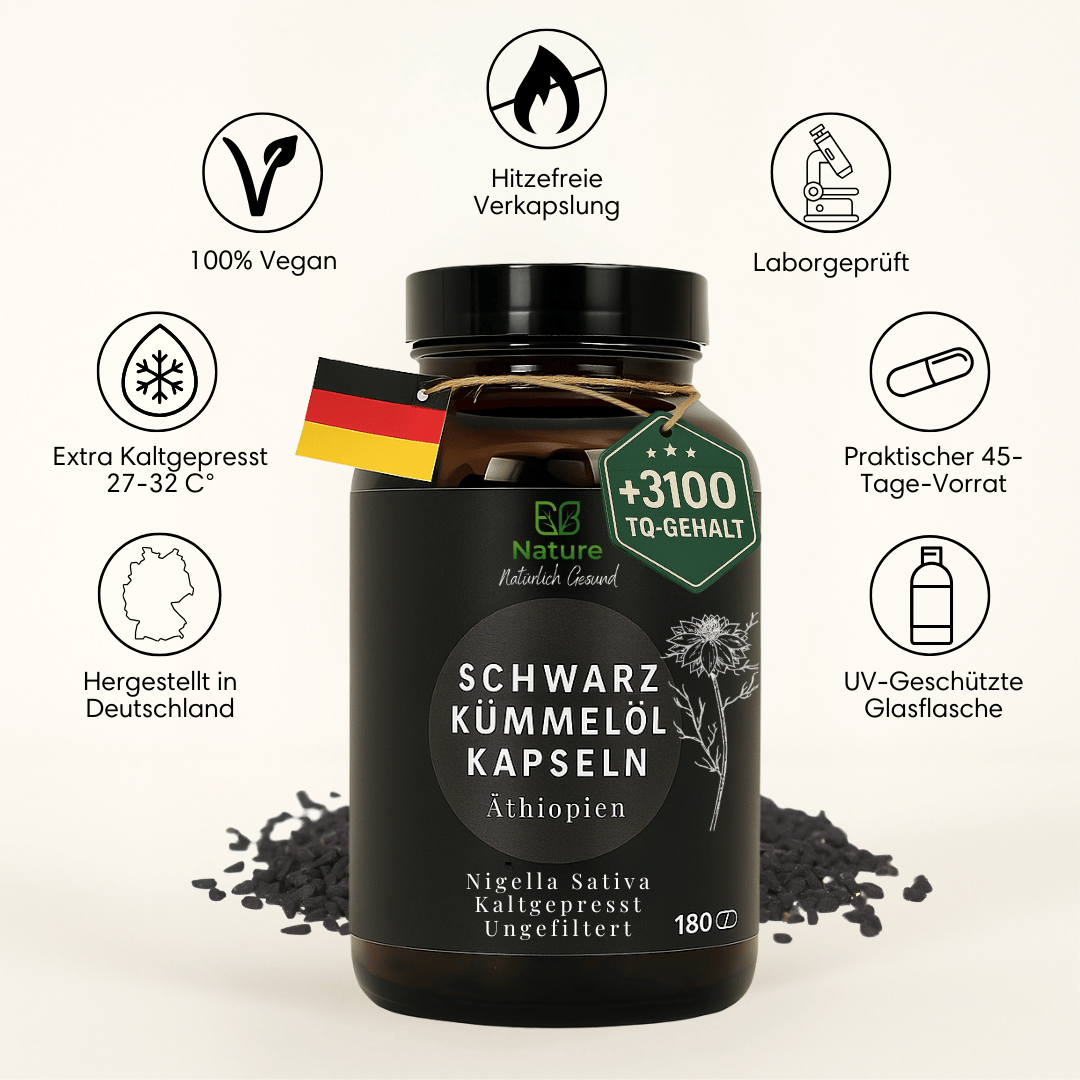 Schwarzkümmelöl Kapseln Äthiopisch - TQ Gehalt +3000